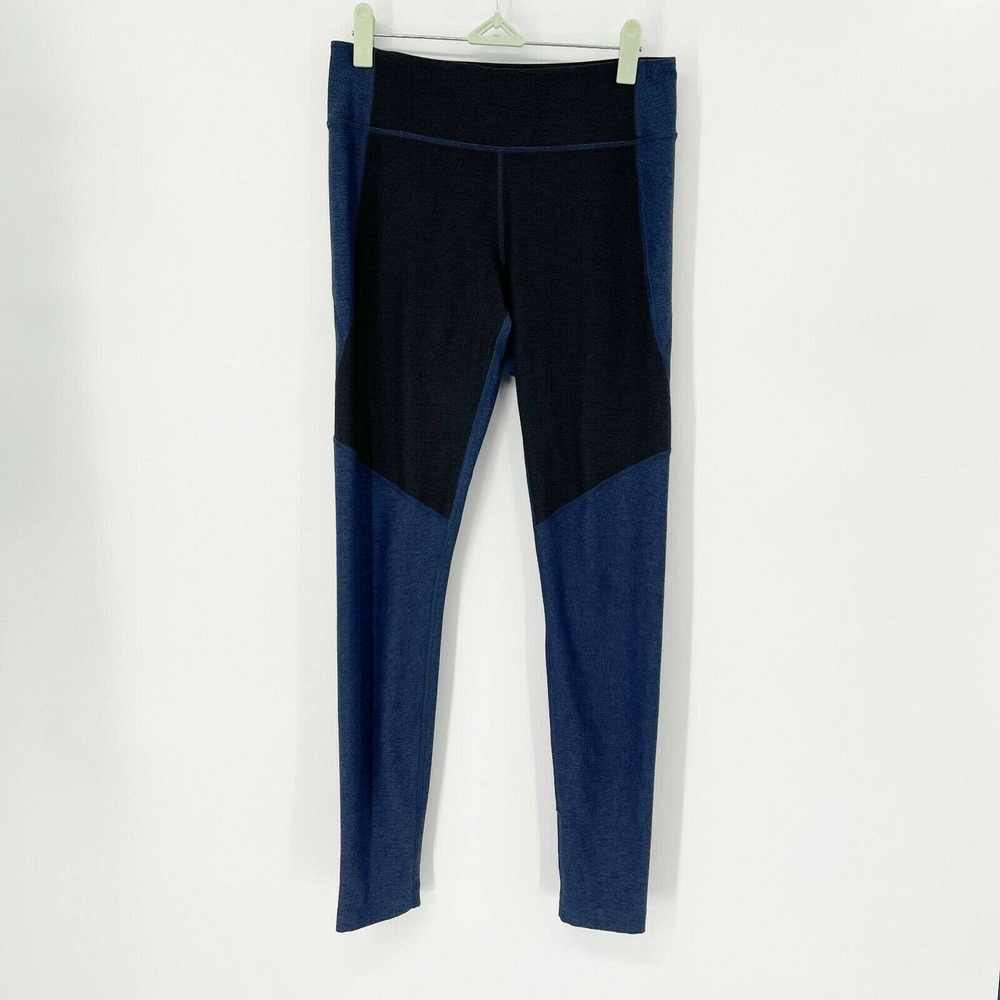 Outdoor Voices Two Tone Colorblock Yoga Leggings Sz M Blue Black Stretch Pull On